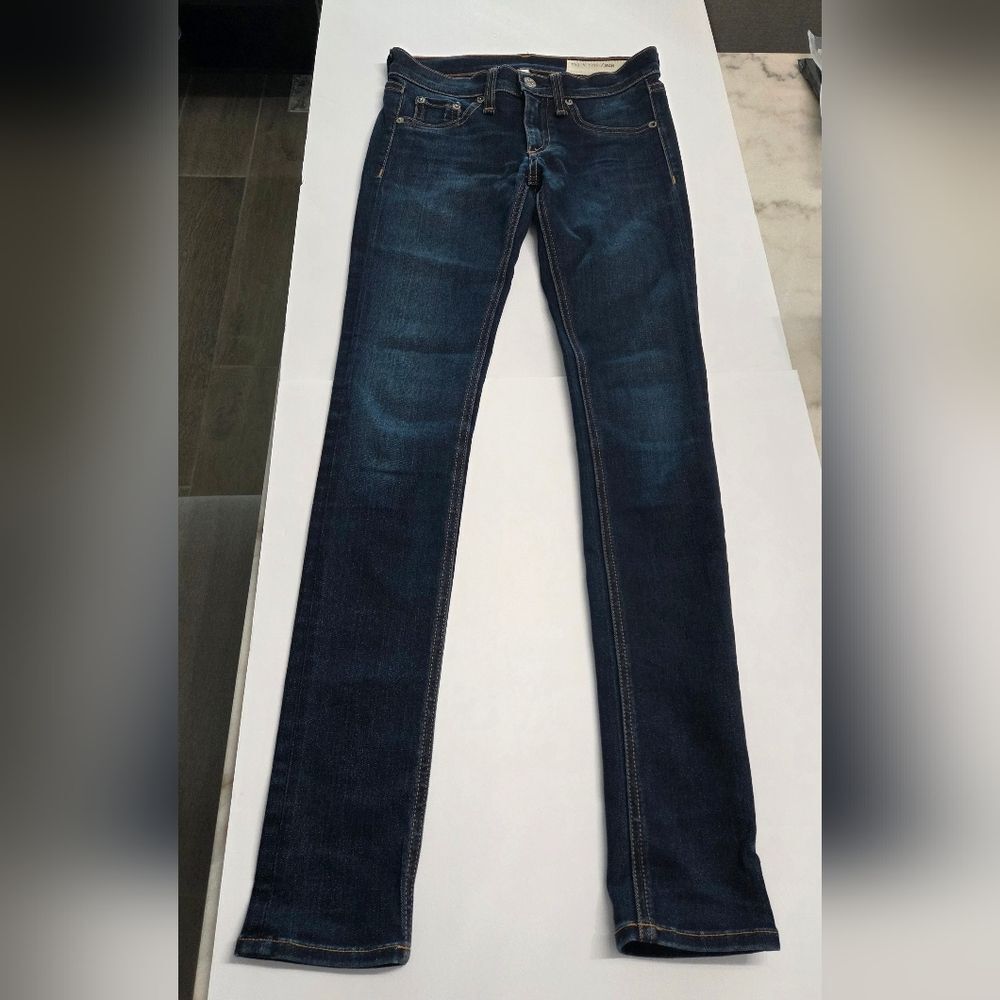 𝅺rag & Bone Stretch Designer Skinny Blue Jeans Dark Wash Size 24
